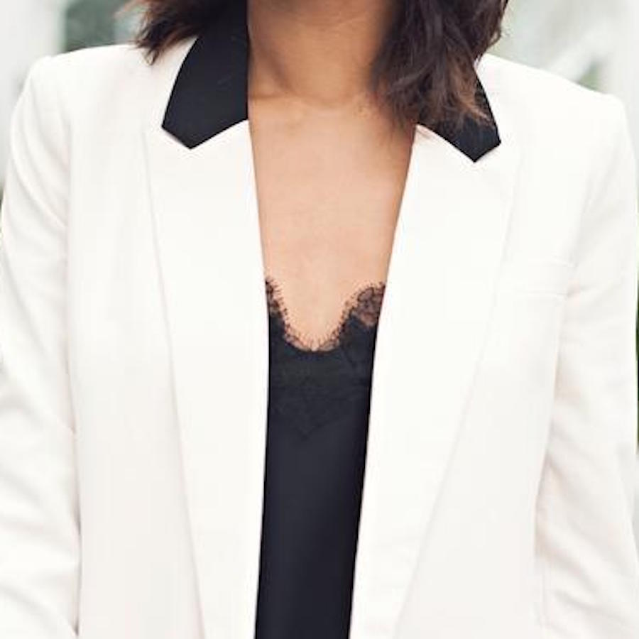 GRASIE MERCEDES IS SO ELEGANTLY CHIC IN A TUX BLAZER AND OUR ORIGINAL CAMI