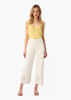 Memphis High Rise Bull Denim Pant Macadamia