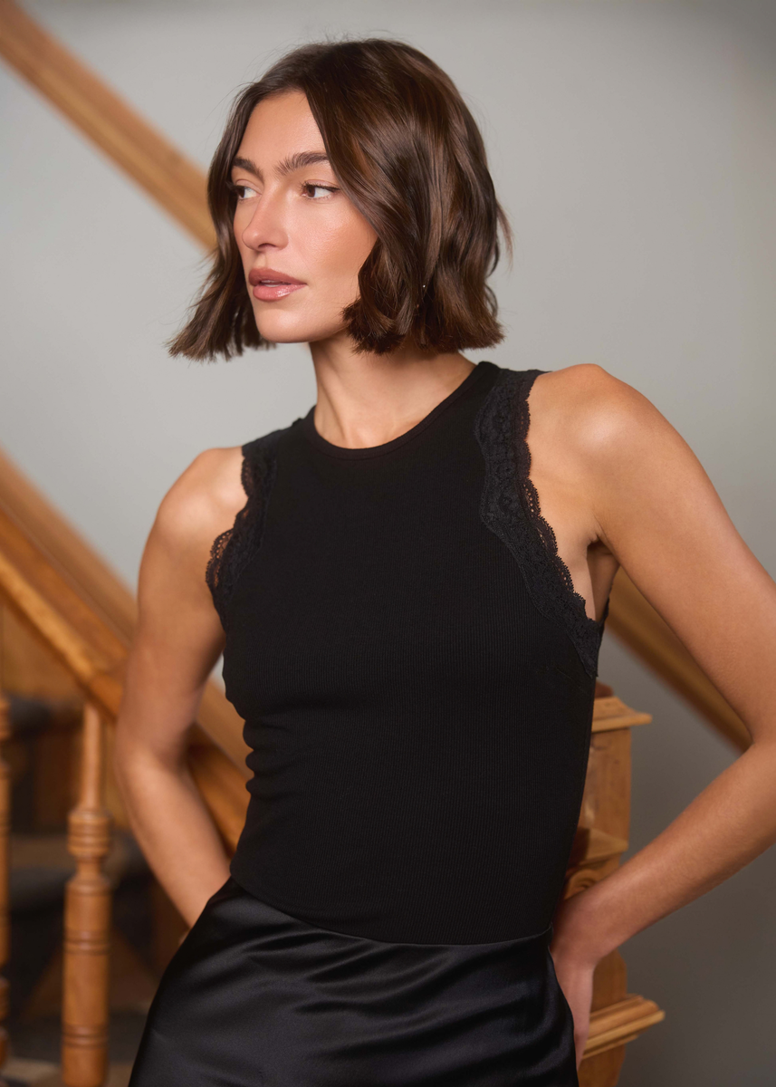 Rian Rib Knit Tank Black – CAMI NYC