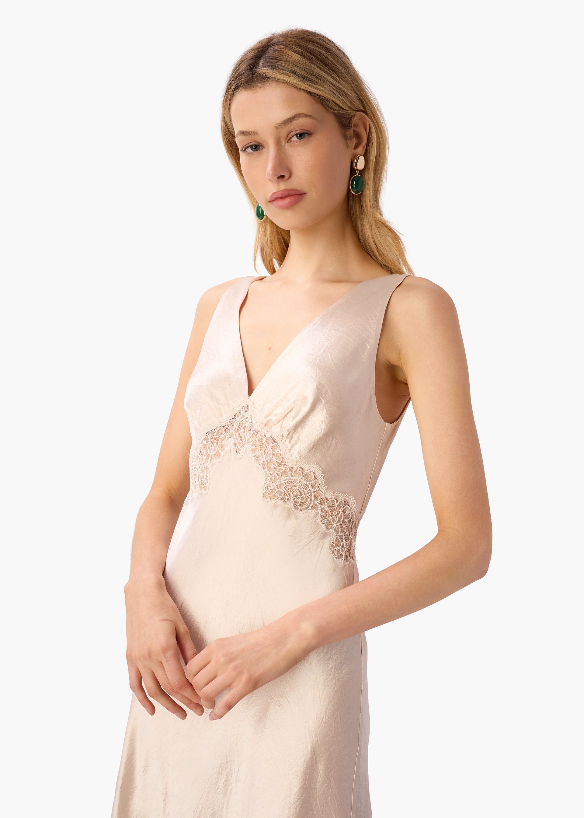 CAMI NYC Women's Rehka Sleeveless Lace & Satin Maxi Dress - Natural