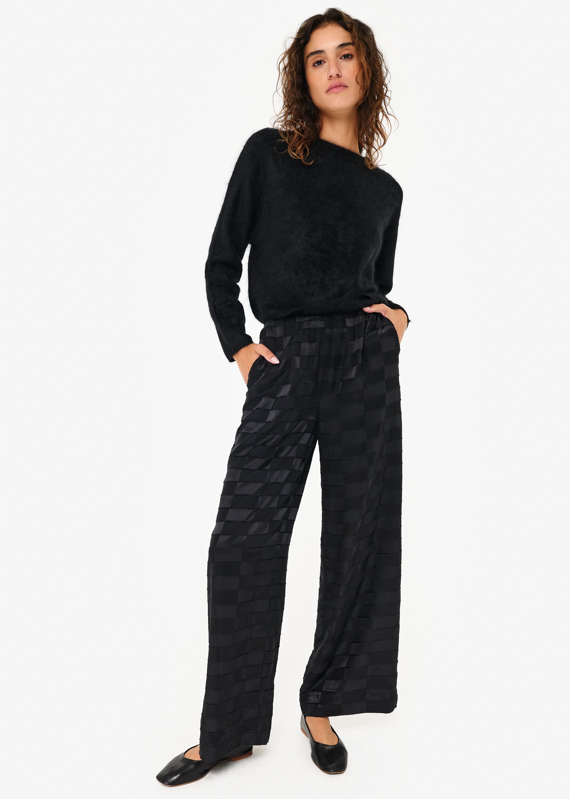 Medina Burnout Wide Leg Pant Black