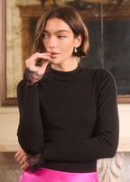 Cordelia Rib Knit Top Black
