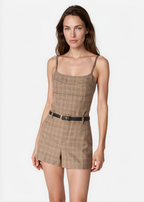 Shirley Bodysuit Beige Plaid