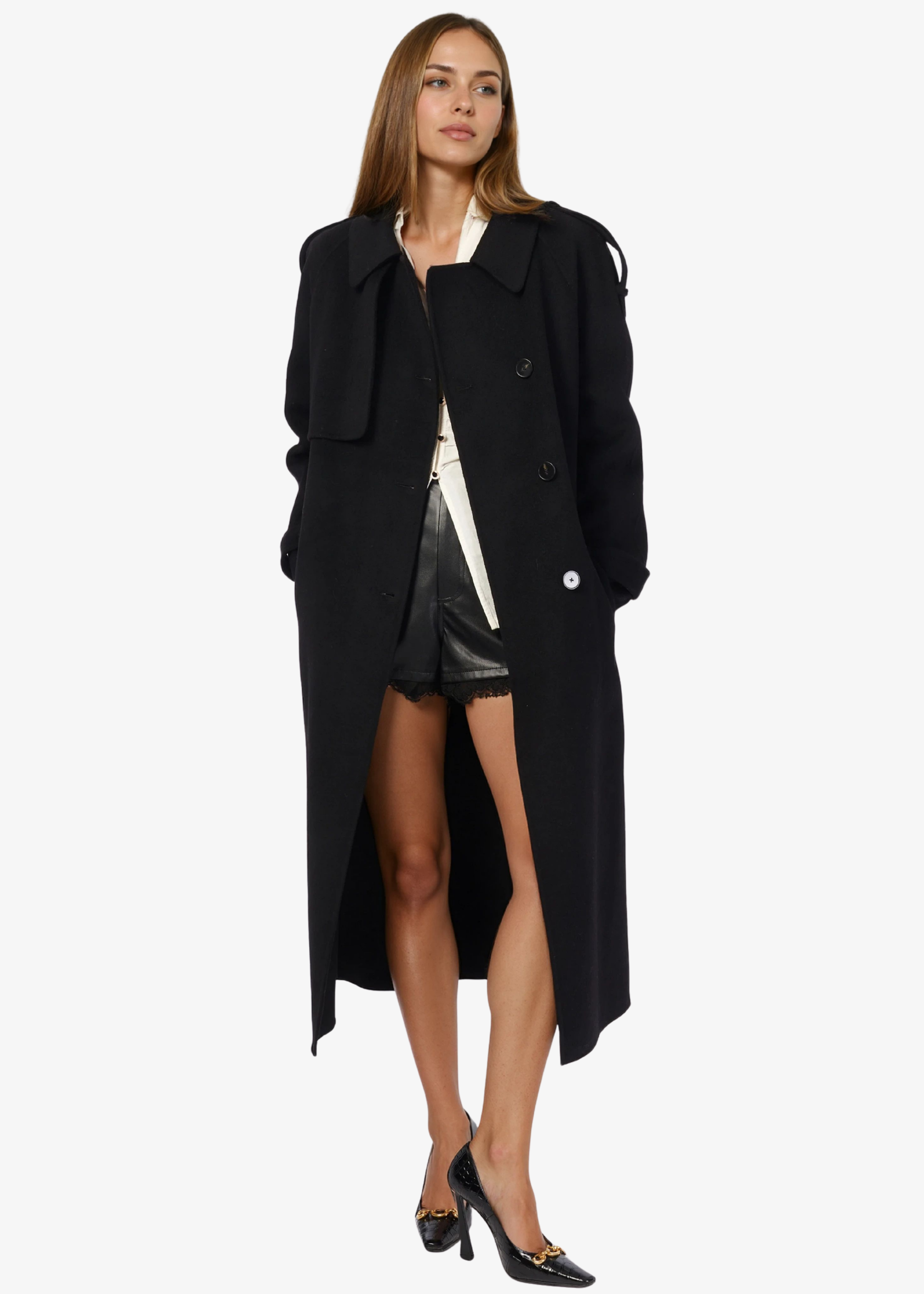 Yennifer Trench Coat Black – CAMI NYC