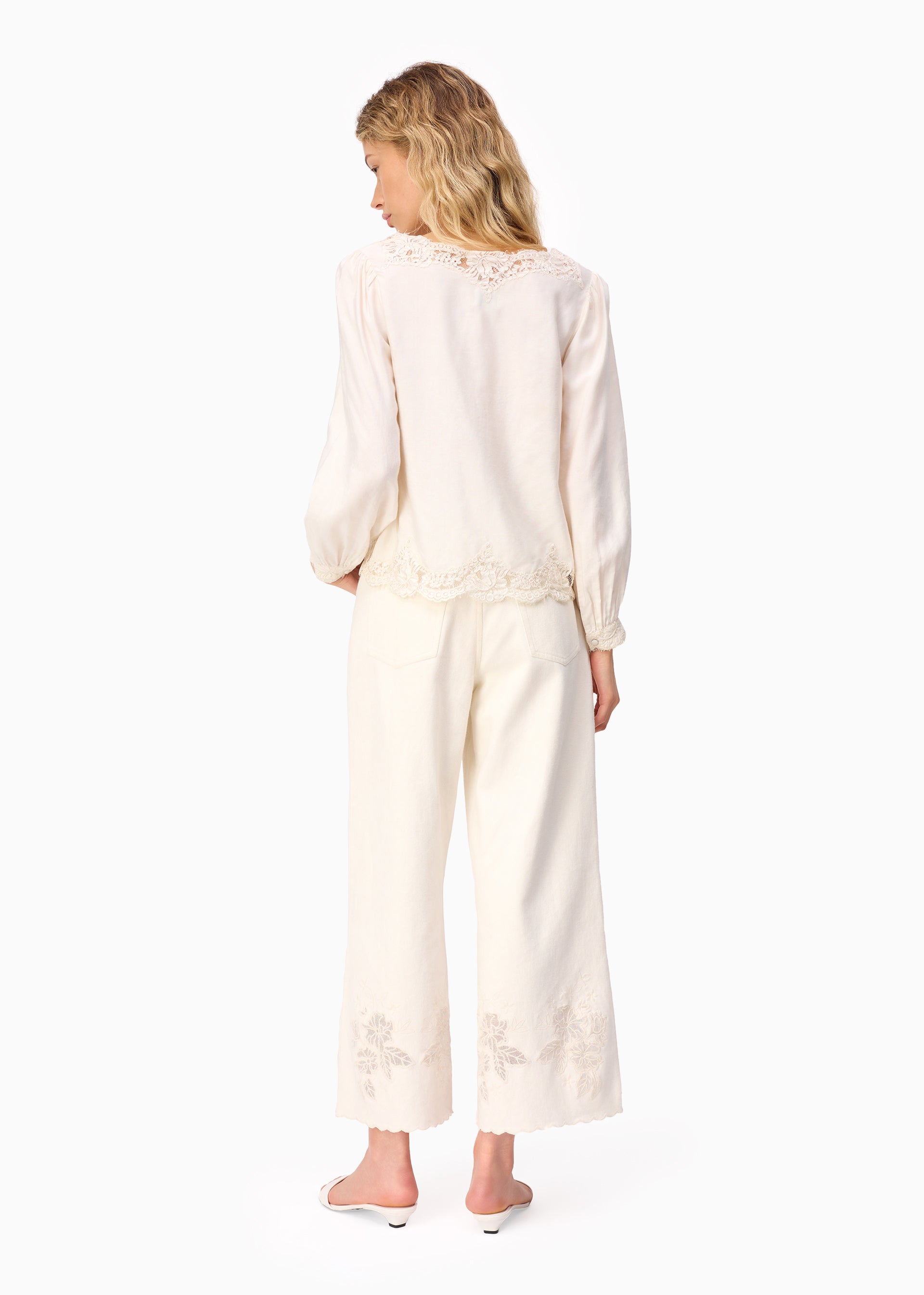 Memphis High Rise Bull Denim Pant Macadamia