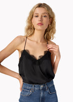 Racer Charmeuse Camisole Black