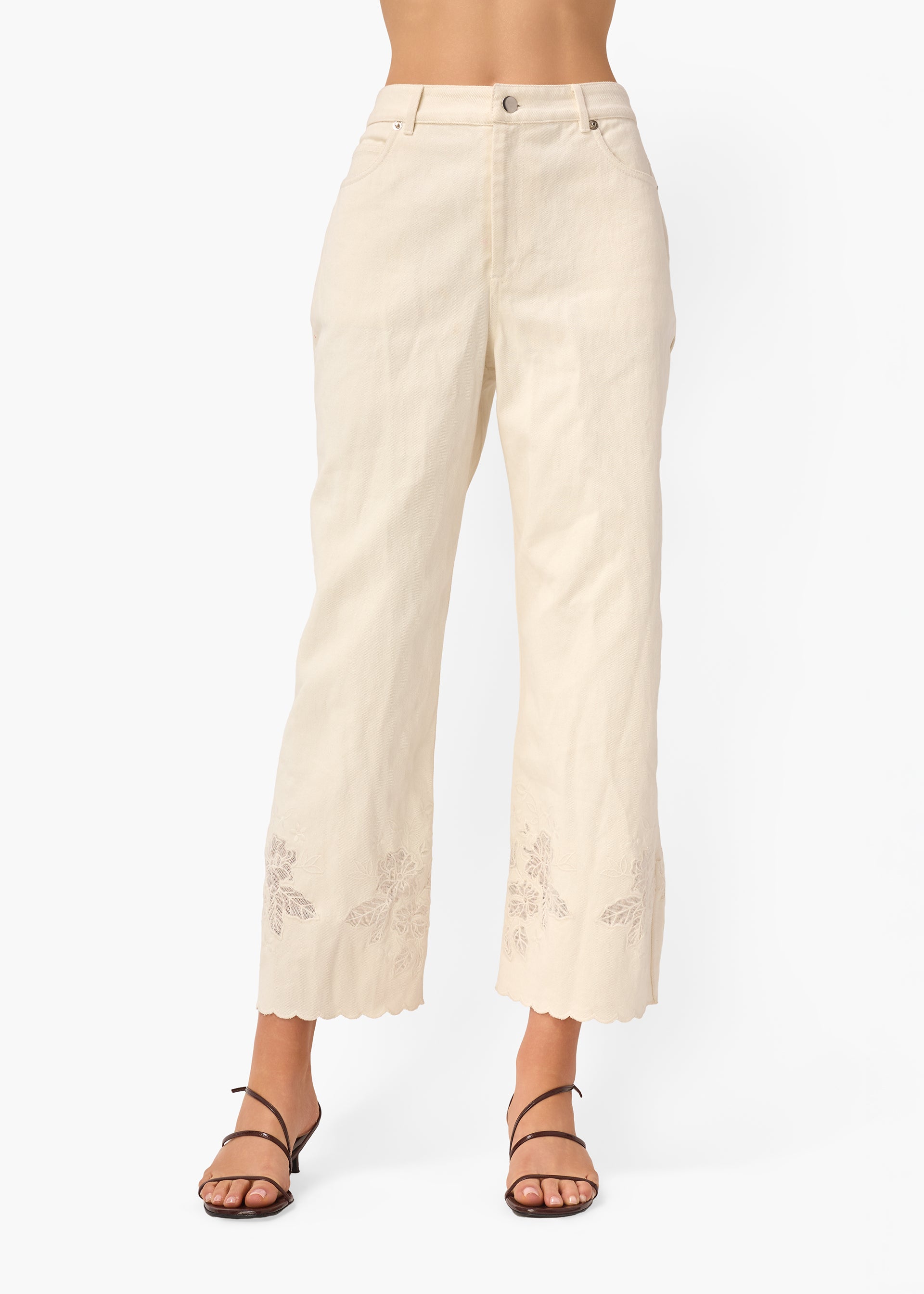 Memphis High Rise Bull Denim Pant Macadamia