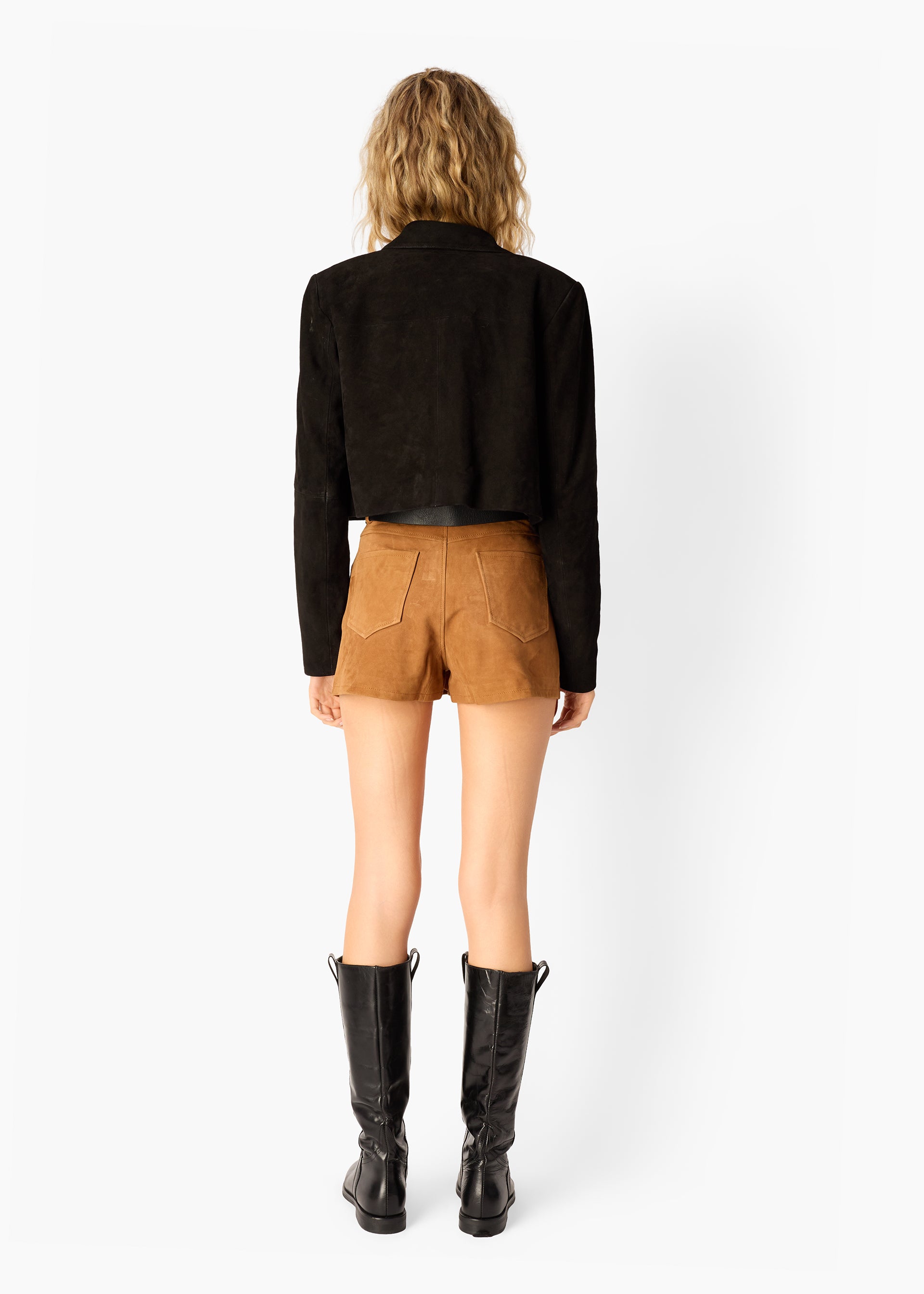 Sullivan Suede Cropped Jacket Black