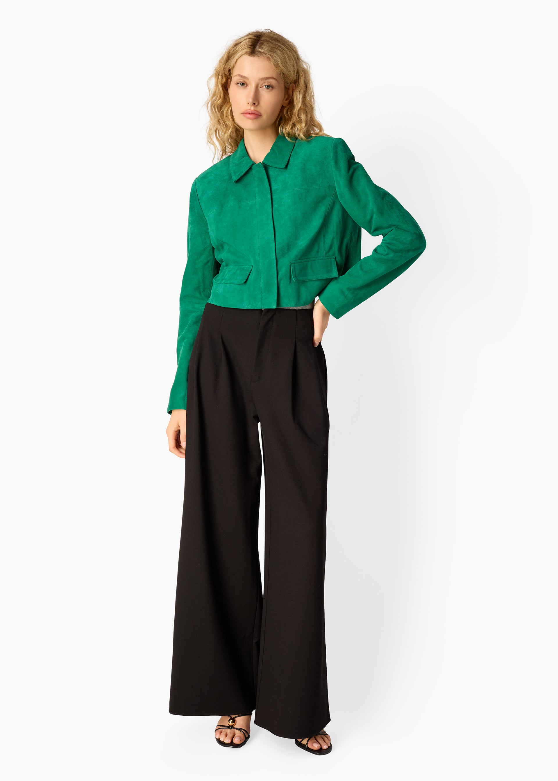 Sullivan Suede Cropped Jacket Verdant