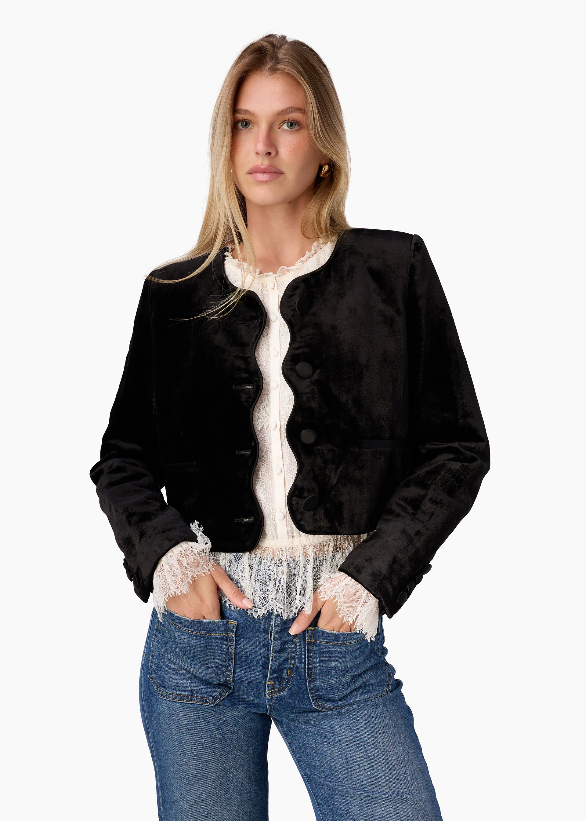 Apollonia Velvet Blazer Black