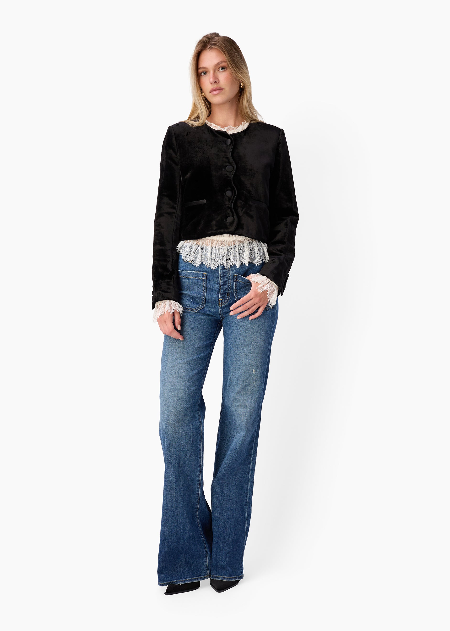 Apollonia Velvet Blazer Black