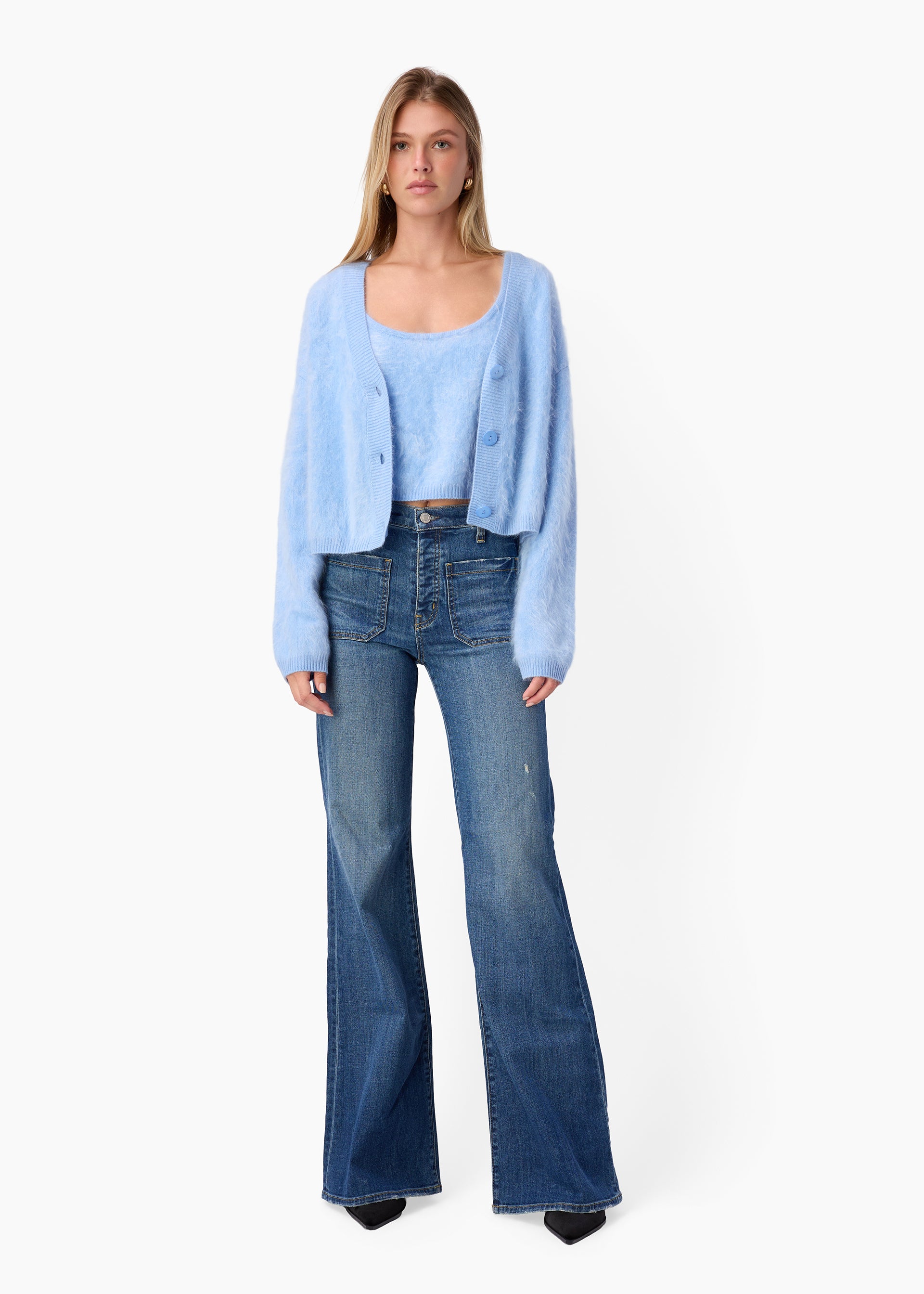 Josefa Cashmere Cardigan Cerulean – CAMI NYC