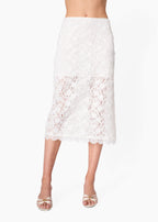 Aylin Lace Midi Skirt White