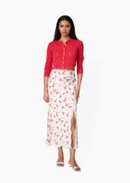 Teagan Hammered Satin Skirt Candied Rose
