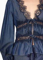 Biddy Chambray Blouse Dark Wash
