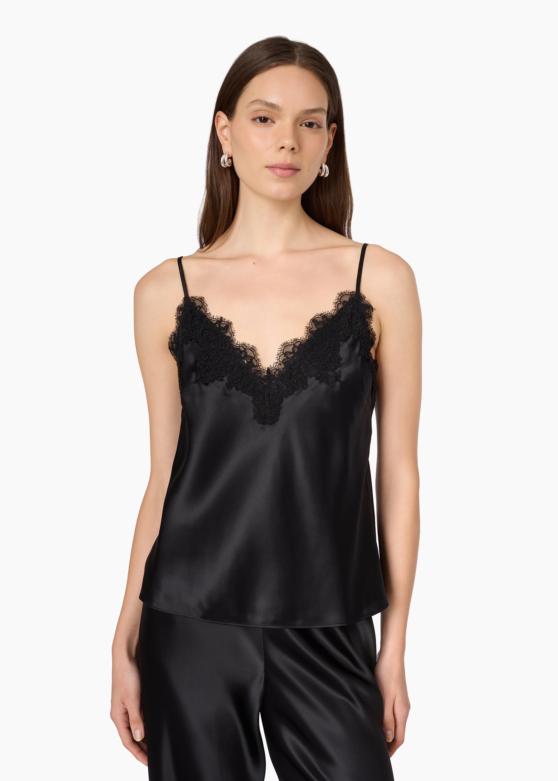 DIANTÉ TUCK VOLUME CAMISOLE ブラック Annika Silk Camisole Black – CAMI NYC