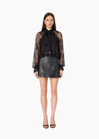 Cillian Genuine Leather Mini Skirt Black