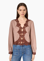 Yuri Blouse Brown Gingham