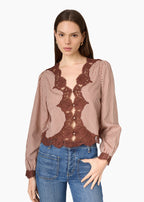 Yuri Blouse Brown Gingham