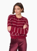 Benning Cashmere Striped Cardigan Plum Stripe