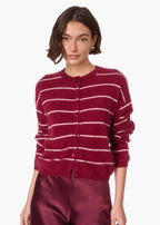 Benning Cashmere Striped Cardigan Plum Stripe