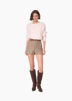 Clyde High Rise Short Beige Plaid