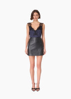 Cillian Genuine Leather Mini Skirt Black