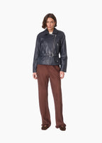 Dorrit Genuine Leather Jacket Navy