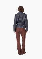 Dorrit Genuine Leather Jacket Navy
