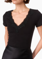 Sana Rib Knit Tee Black