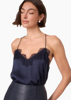 Racer Charmeuse Camisole Navy