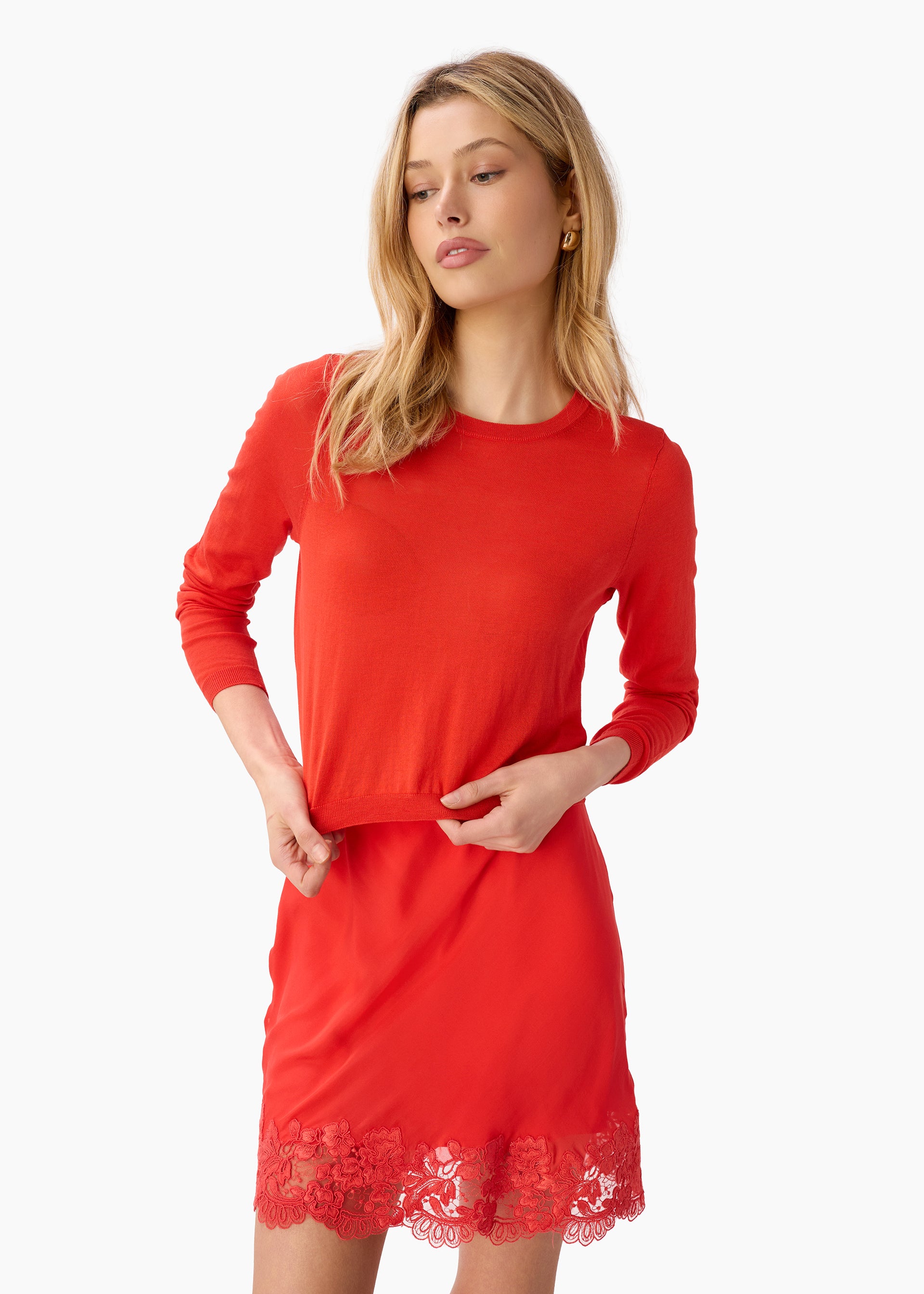 Jaye Cropped Knit Top Goji – CAMI NYC