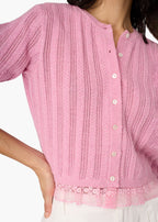 Pedra Pointelle Cardigan Rosebud