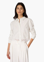 Callum Button Down White Pinstripe
