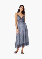 Janaya Chiffon Midi Dress Blue Gingham