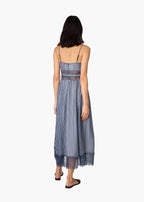 Janaya Chiffon Midi Dress Blue Gingham
