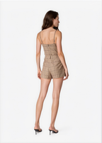 Shirley Bodysuit Beige Plaid