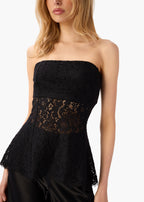 Bijou Strapless Lace Top Black