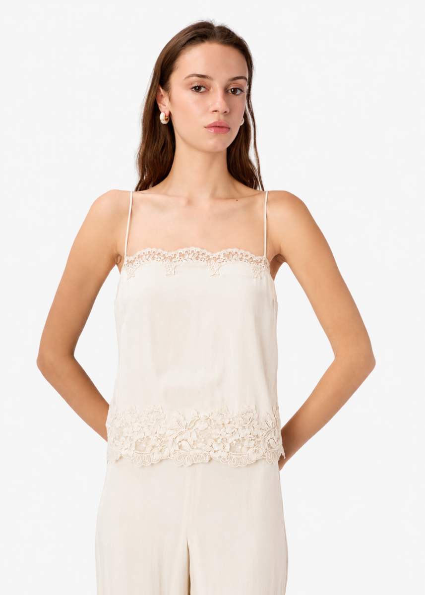 Maiya Silk Camisole Bone – CAMI NYC