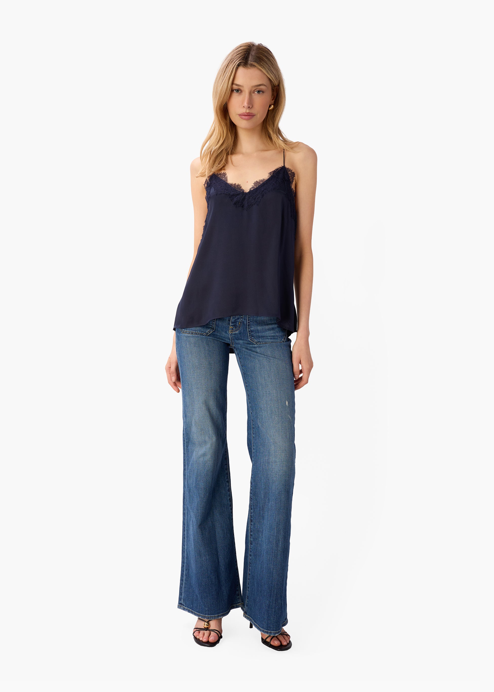 Racer Charmeuse Camisole Navy – CAMI NYC