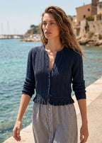 Lilibeth Pointelle Cardigan Moody Blue