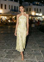 Ruzita Metallic Chiffon Midi Dress Buttercup
