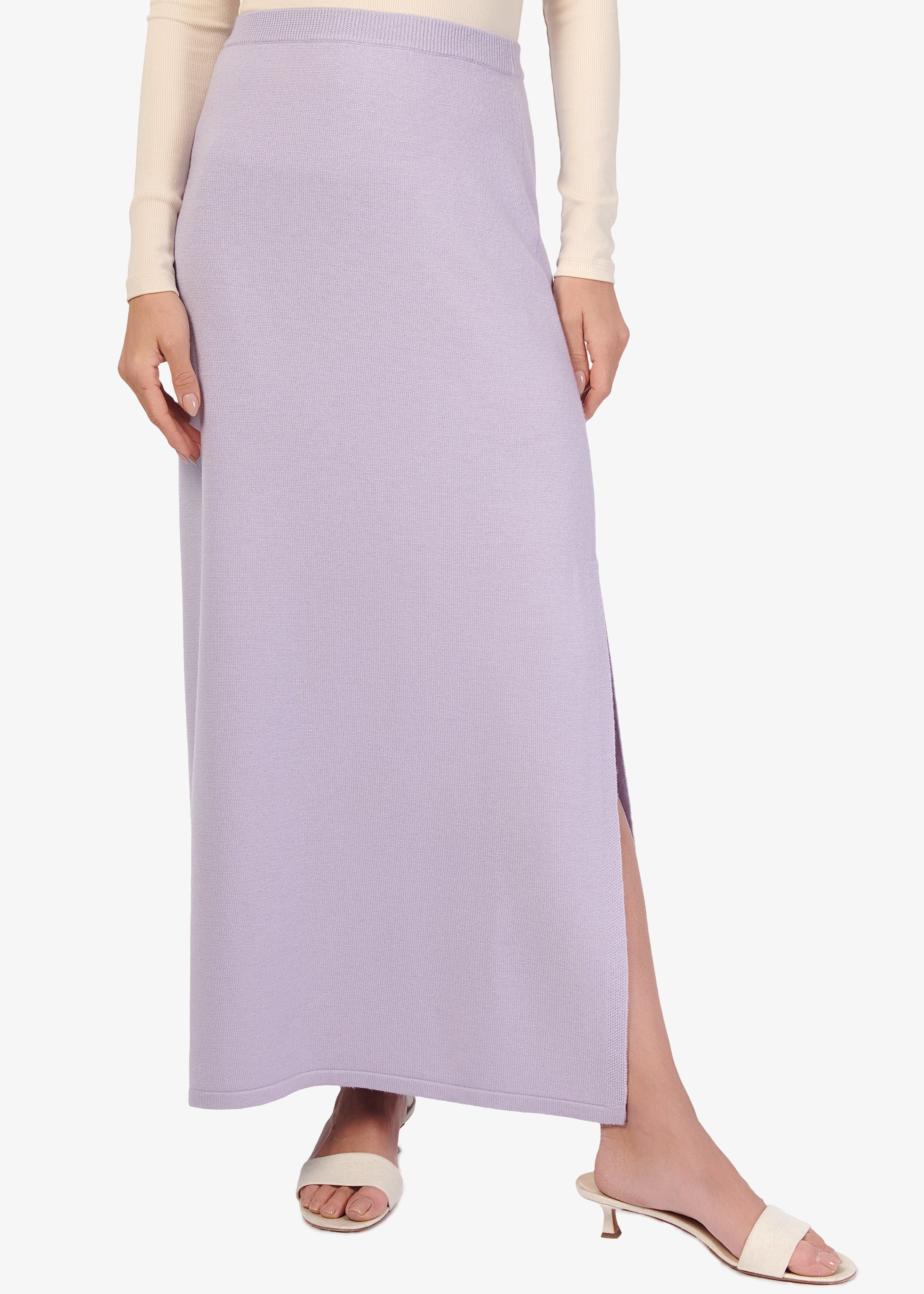 【まさえ】YMYM ワイエムワイエム　someday knit skirt High Slit Maxi Knit Skirt | Windsor