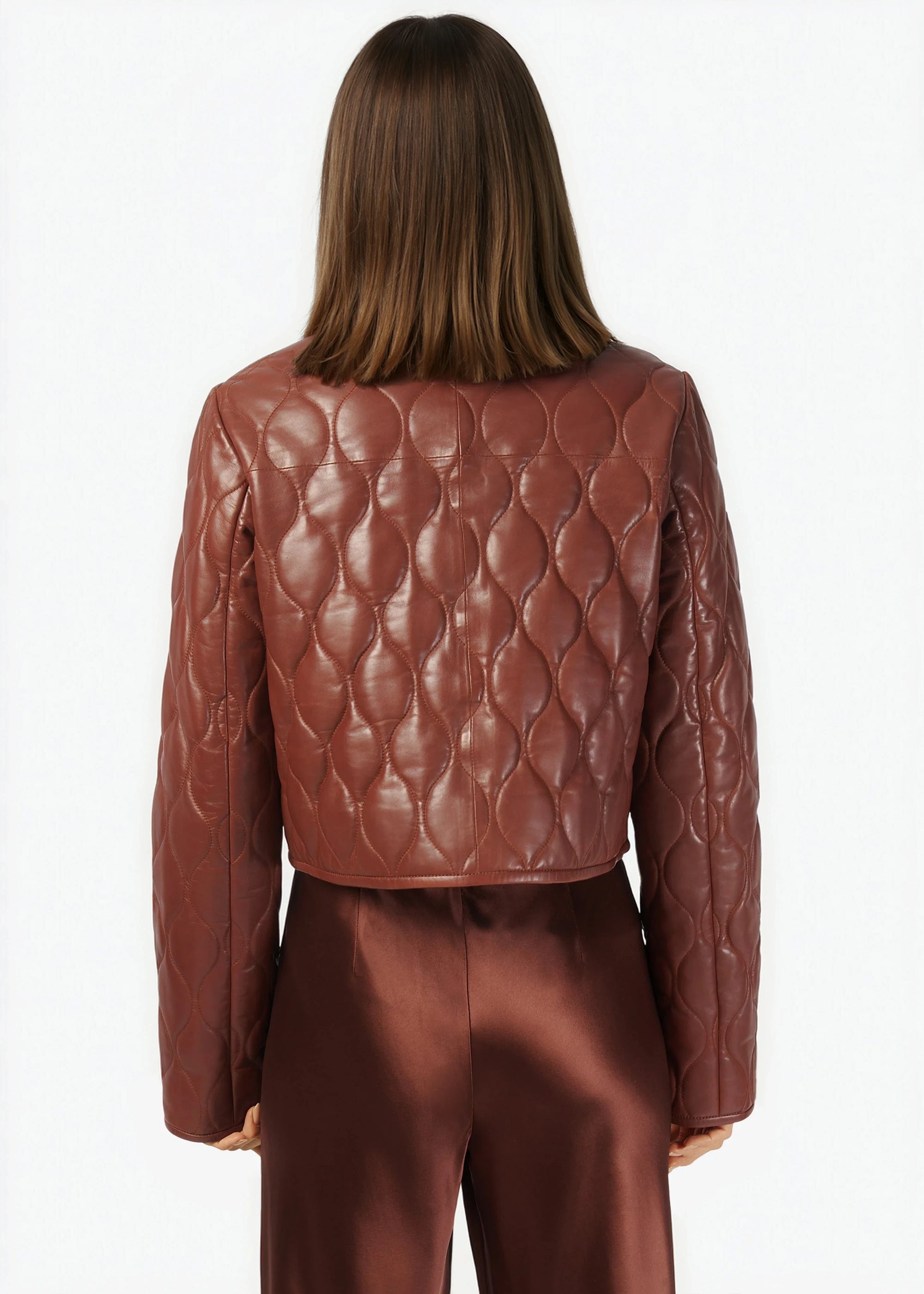 Wanda Genuine Leather Jacket Mousse
