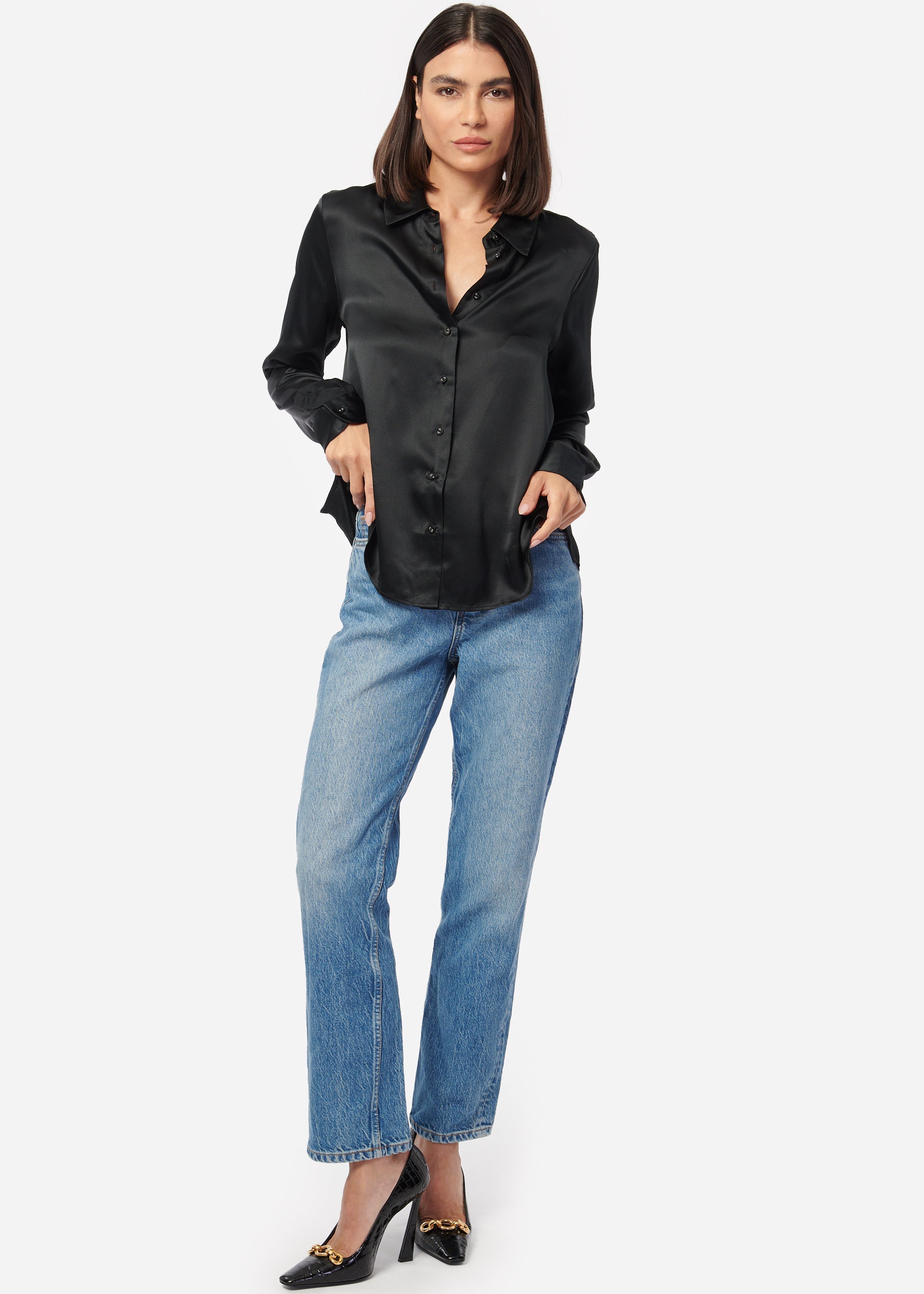 Crosby Silk Blouse Black – CAMI NYC