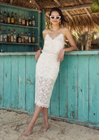 Aylin Lace Midi Skirt White