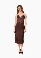 Jodi Suede Skirt Dark Umber