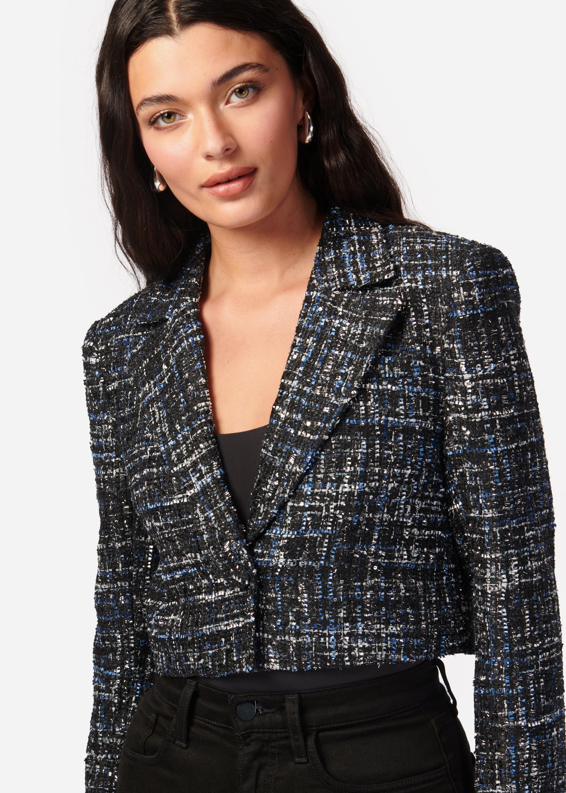 Navy tweed jacket womens discount