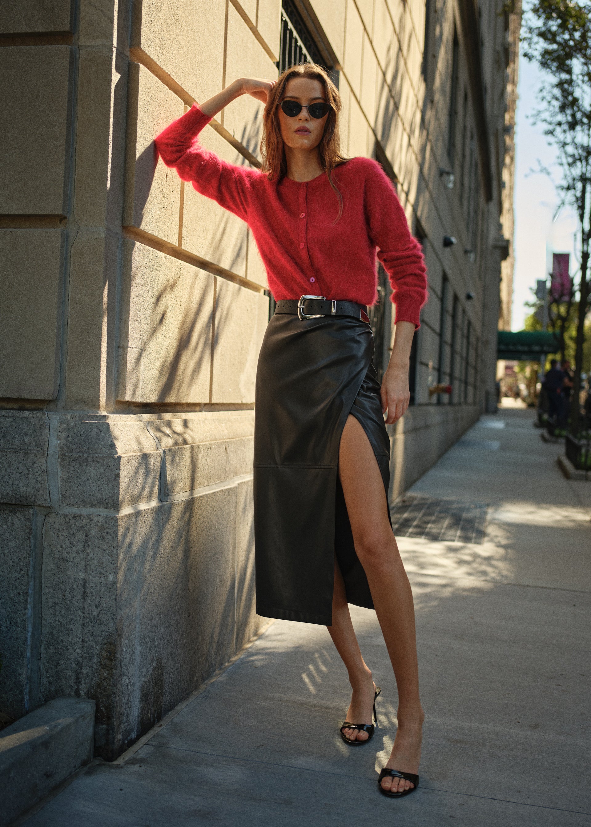 Lorena Vegan Leather Midi Skirt Black – CAMI NYC