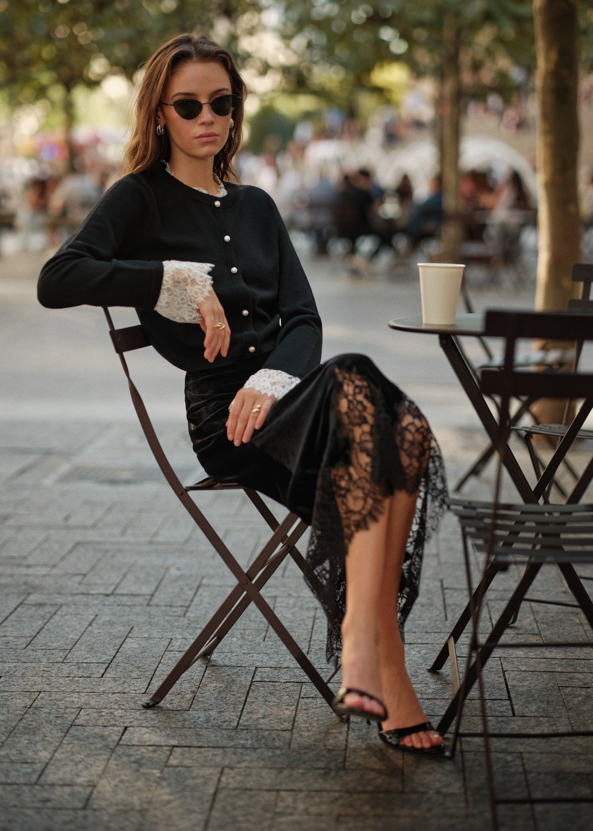 Cami NYC Women's Eliana Lace Trim Cardigan - Black - Cardigans Cami NYC Women's Eliana Lace Trim Cardigan - Black - Cardigans